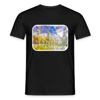 Illustration de croquis à l’aquarelle de Californie usa - T-shirt homme - noir - Devant - AI Model Male 178 light (178cm)