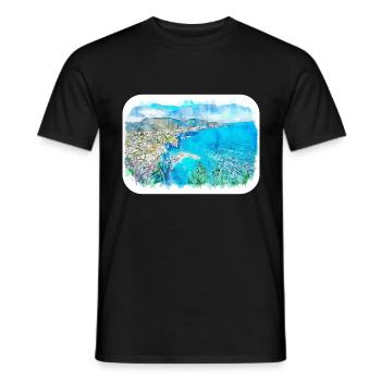 Sorrente Italie Aquarelle Sketch Illustration - T-shirt homme - noir - Devant - AI Model Male 178 light (178cm)