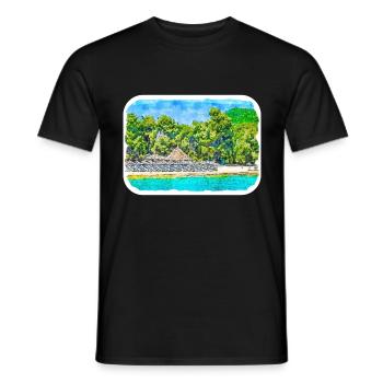Grèce Aquarelle Esquisse Dessinée à la main Illustration - T-shirt homme - noir - Devant - AI Model Male 178 light (178cm)