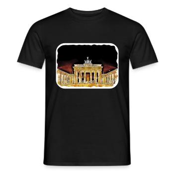 Berlin Allemagne Aquarelle Esquisse Dessinée Peinture - T-shirt homme - noir - Devant - AI Model Male 178 light (178cm)
