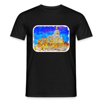 Madrid Espagne Aquarelle Esquisse Dessinée Peinture - T-shirt homme - noir - Devant - AI Model Male 178 light (178cm)