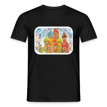 Moscou Russie Aquarelle Esquisse Dessinée Peinture - T-shirt homme - noir - Devant - AI Model Male 178 light (178cm)