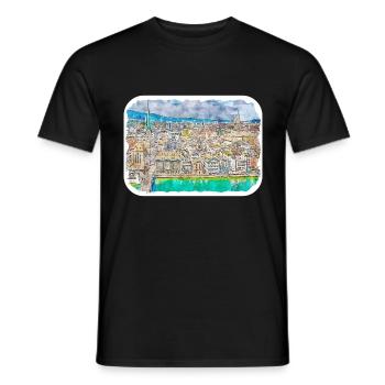 Zürich Schweiz Aquarellskizze gezeichnet Paintin - Männer T-Shirt - Schwarz - Vorne - AI Model Male 178 light (178cm)