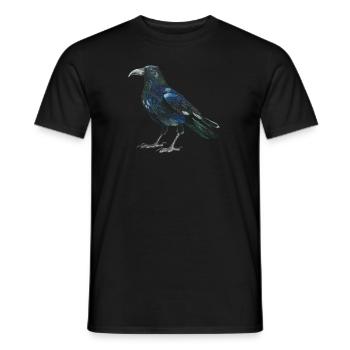 Raven crow with slightly bluish green feathers - Men's T-Shirt - black - Front - AI Model Male 178 light (178cm)