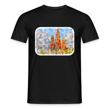 Moscou Russie Aquarelle Esquisse Dessin Dessiné - T-shirt homme - noir - Devant - AI Model Male 178 light (178cm)