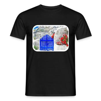 Grèce Aquarelle Esquisse Dessinée à la main Illustration - T-shirt homme - noir - Devant - AI Model Male 178 light (178cm)