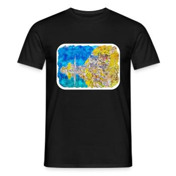 Autriche Aquarelle Esquisse Dessinée à la main Illustration - T-shirt homme - noir - Devant - AI Model Male 178 light (178cm)