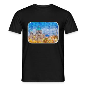 Berlin Allemagne Aquarelle Esquisse Dessinée Peinture - T-shirt homme - noir - Devant - AI Model Male 178 light (178cm)