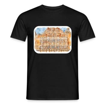 Jaipur Inde Aquarelle Esquisse Peinture Dessinée - T-shirt homme - noir - Devant - AI Model Male 178 light (178cm)