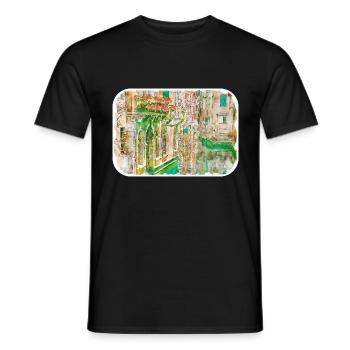Italie Aquarelle Esquisse Dessinée à la main Illustration - T-shirt homme - noir - Devant - AI Model Male 178 light (178cm)