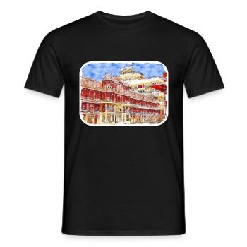 Jaipur Inde Aquarelle Esquisse Peinture Dessinée - T-shirt homme - noir - Devant - AI Model Male 178 light (178cm)