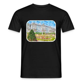 Europe Aquarelle Esquisse Dessinée à la main Illustration - T-shirt homme - noir - Devant - AI Model Male 178 light (178cm)