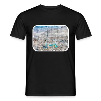 Dubai UAE Watercolor Sketch Hand Drawn Painting - Men's T-Shirt - black - Front - AI Model Male 178 light (178cm)