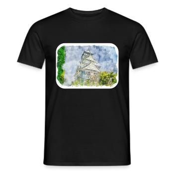 Japan Aquarellskizze Handgezeichnete Illustration - Männer T-Shirt - Schwarz - Vorne - AI Model Male 178 light (178cm)