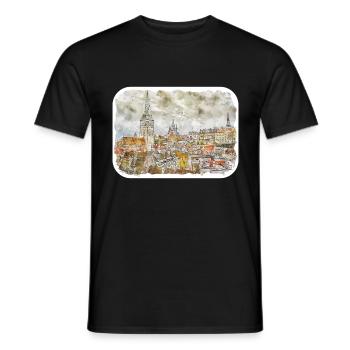 Tallinn Estonie Aquarelle Esquisse Dessinée Illustrati - T-shirt homme - noir - Devant - AI Model Male 178 light (178cm)