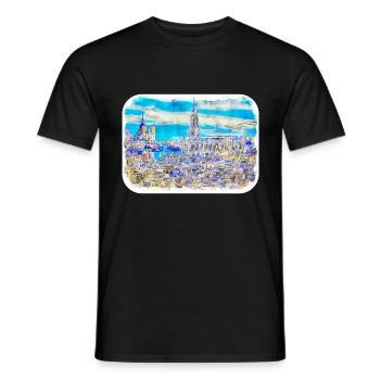 Spain Watercolor Sketch Hand Drawn Illustration - Men's T-Shirt - black - Front - AI Model Male 178 light (178cm)