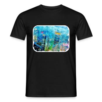 China Watercolor Sketch Hand Drawn Illustration - Men's T-Shirt - black - Front - AI Model Male 178 light (178cm)