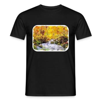 Japan Aquarellskizze Handgezeichnete Illustration - Männer T-Shirt - Schwarz - Vorne - AI Model Male 178 light (178cm)