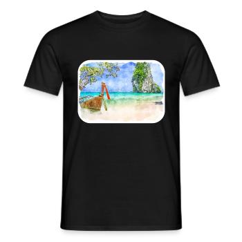 Thaïlande Aquarelle Esquisse Dessinée à la Main Illustration - T-shirt homme - noir - Devant - AI Model Male 178 light (178cm)