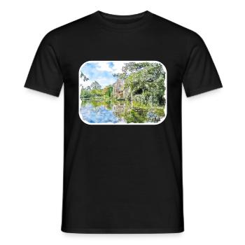 Angleterre Royaume-Uni Aquarelle Esquisse Dessinée à la main Peinture - T-shirt homme - noir - Devant - AI Model Male 178 light (178cm)