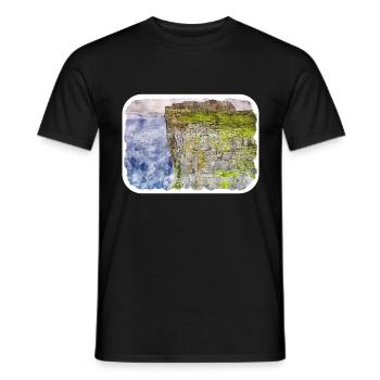 Irlande Royaume-Uni Aquarelle Esquisse Peinture Illustration - T-shirt homme - noir - Devant - AI Model Male 178 light (178cm)