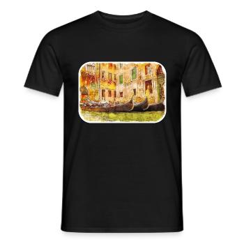 italie croquis aquarelle illustration dessinée à la main - T-shirt homme - noir - Devant - AI Model Male 178 light (178cm)