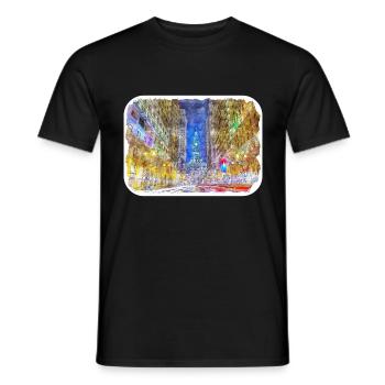 USA Aquarellskizze Handgezeichnete Illustration - Männer T-Shirt - Schwarz - Vorne - AI Model Male 178 light (178cm)