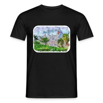 italie croquis aquarelle illustration dessinée à la main - T-shirt homme - noir - Devant - AI Model Male 178 light (178cm)