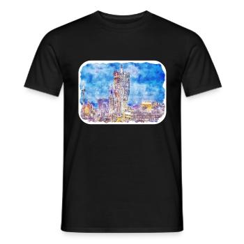 China-Aquarell-Skizzen-handgezeichnete Illustration - Männer T-Shirt - Schwarz - Vorne - AI Model Male 178 light (178cm)