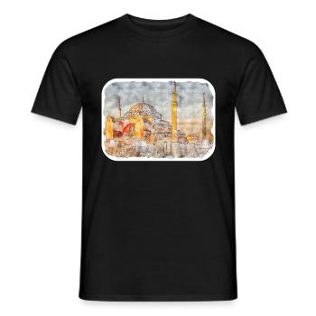 Croquis aquarelle de Turquie Illustration dessinée à la main - T-shirt homme - noir - Devant - AI Model Male 178 light (178cm)