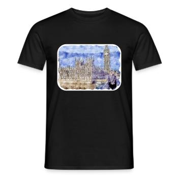 Uk Landmark Watercolor Sketch Painting Illustratio - Men's T-Shirt - black - Front - AI Model Male 178 light (178cm)