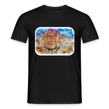 Dublin Irland Uk Aquarellskizze gezeichnete Malerei - Männer T-Shirt - Schwarz - Vorne - AI Model Male 178 light (178cm)