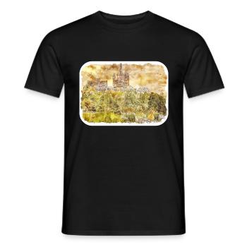 Allemagne croquis aquarelle illustration dessinée à la main - T-shirt homme - noir - Devant - AI Model Male 178 light (178cm)