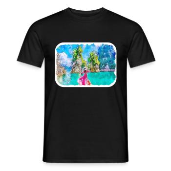 Thaïlande Aquarelle Esquisse Dessinée à la Main Illustration - T-shirt homme - noir - Devant - AI Model Male 178 light (178cm)