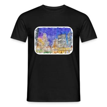 Usa-Aquarell-Skizzen-handgezeichnete Illustration - Männer T-Shirt - Schwarz - Vorne - AI Model Male 178 light (178cm)
