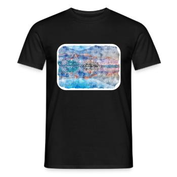 Illustration de l’esquisse à l’aquarelle de Slovénie - T-shirt homme - noir - Devant - AI Model Male 178 light (178cm)