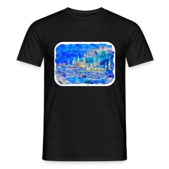 Autriche Aquarelle Esquisse Dessinée à la main Illustration - T-shirt homme - noir - Devant - AI Model Male 178 light (178cm)