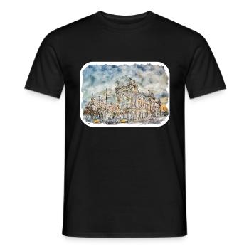 Spain Watercolor Sketch Hand Drawn Illustration - Men's T-Shirt - black - Front - AI Model Male 178 light (178cm)