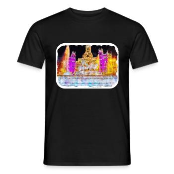 Madrid Spanien Aquarell Skizze Malerei Zeichnung - Männer T-Shirt - Schwarz - Vorne - AI Model Male 178 light (178cm)