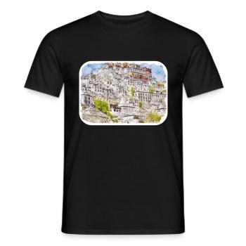 Indien Wahrzeichen Aquarell Skizze Farbe Illustratio - Männer T-Shirt - Schwarz - Vorne - AI Model Male 178 light (178cm)