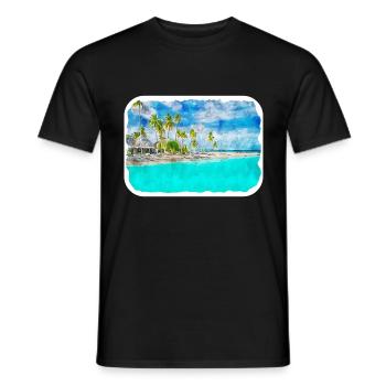 Maldives Watercolor Sketch Hand Drawn Illustration - Men's T-Shirt - black - Front - AI Model Male 178 light (178cm)