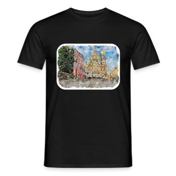 St Petersburg Russia Watercolor Sketch Drawn Drawi - Men's T-Shirt - black - Front - AI Model Male 178 light (178cm)