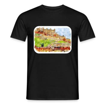 Jaipur Inde Aquarelle Esquisse Peinture Dessinée - T-shirt homme - noir - Devant - AI Model Male 178 light (178cm)