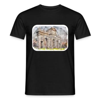 Madrid Spain Watercolor Sketch Painting Drawing - Men's T-Shirt - black - Front - AI Model Male 178 light (178cm)
