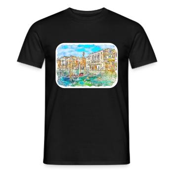 Italy Watercolor Sketch Hand Drawn Illustration - Men's T-Shirt - black - Front - AI Model Male 178 light (178cm)