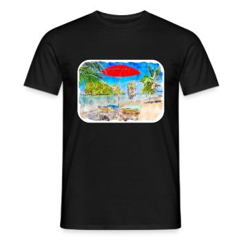 Thaïlande croquis aquarelle illustration dessinée à la main - T-shirt homme - noir - Devant - AI Model Male 178 light (178cm)