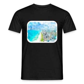 Florida USA Watercolor Sketch Drawn Illustration - Men's T-Shirt - black - Front - AI Model Male 178 light (178cm)
