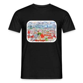 Allemagne Aquarelle Esquisse Dessinée à la main Illustration - T-shirt homme - noir - Devant - AI Model Male 178 light (178cm)