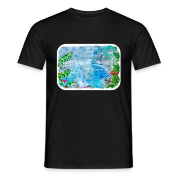 Indonésie Aquarelle Esquisse Dessinée à la Main Peinture - T-shirt homme - noir - Devant - AI Model Male 178 light (178cm)
