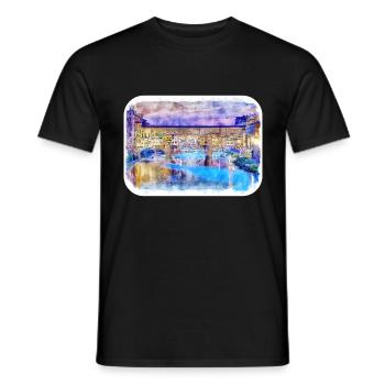 Florence Italy Italy Watercolor Sketch Painting - Men's T-Shirt - black - Front - AI Model Male 178 light (178cm)